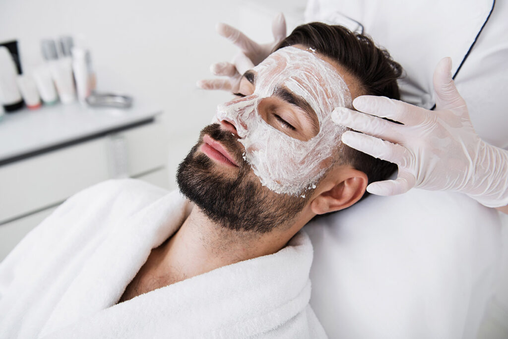 Men's facial treatment and skincare